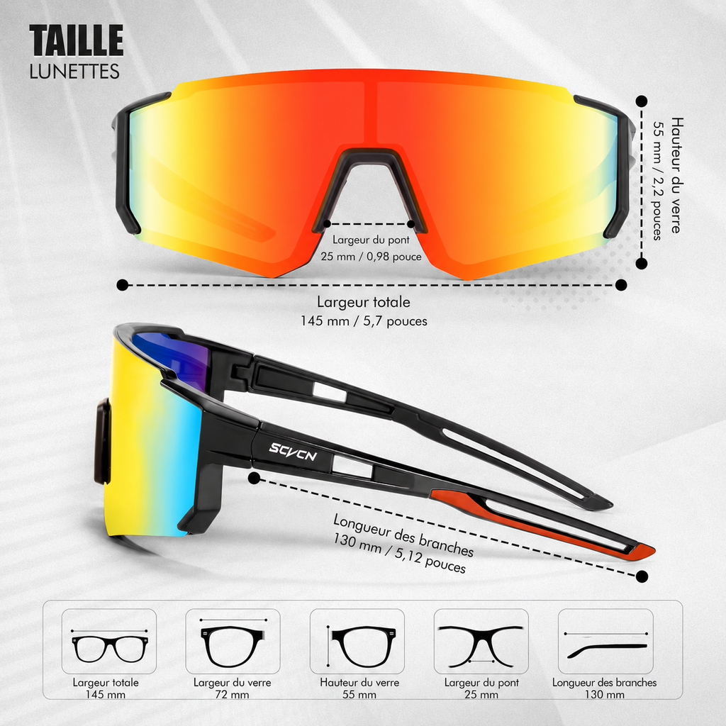 SCVCN Lunettes multisport haute protection UV400